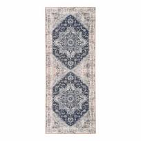 Vintažinis įėjimo kilimėlis 80x200 cm mėlynos ir smėlio spalvos poliesterio - FAGUO