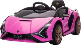 HOMCOM vaikiškas elektromobilis, 12V transporto priemonė su 2,4G nuotolinio valdymo pulteliu, MP3, USB, garsiniu signalu, LED žibintais, 5 taškų saugos diržu, 3-5 km/h, 3-5 metų vaikams, rožinis