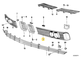BMW 6 E24 Kairysis Priekinis Žibintas Grilis Originalus 51131839857