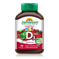 JAMIESON VITAMINAS D3, vaikams, 400 TV (10µg), 100 kramtomųjų tablečių