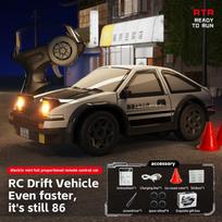 1/64 RC dreifo automobilis AE86 mini darbalaukio nuotolinio valdymo RC dreifuojantis lenktyninis automobilis 2.4G pilno masto elektrinis žaislinis berniukų automobilis balta