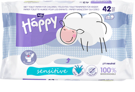 HAPPY   Sensitive šlapias tualetinis popierius, 42 vnt.