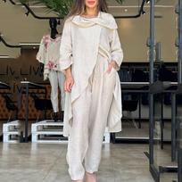 Women Casual Fit Wide Outfits 2 Piece Set L balta