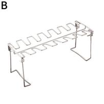 Chicken Leg Rack Non-Stick Grilling BBQ Barbecue Rib Rack Rack Leg Steel Chicken Stainless Roas W3Y0 Silvery-14-cara