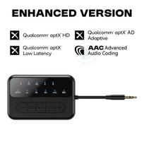 aptX Bluetooth garso siųstuvas-imtuvas 3,5 mm AUX aptX-Adaptive AD/HD/LL AAC HiFi daugiataškis belaidis adapteris televizoriui, kompiuteriui, automobiliui Enhanced Version