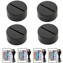 4 vnt 3D naktinės LED lempos pagrindas su nuotolinio valdymo pultu ir reguliuojamu USB kabeliu 16 spalvų LED akrilo šviesos pagrindas, skirtas akrilui, kambarys, parduotuvė, restoranas 4Pcs juoda