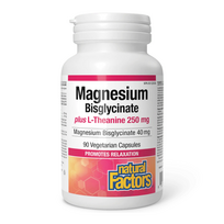 Natural Factors Magnesium Bisglycinate 40 mg Plus L-Theanine 250 mg 90 caps