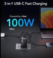 Anker GanPrime  Kroviklis 100W 3 Ports USB-C 2x USB-A 1