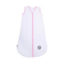Natulino BabyComfort dvisluoksnis kūdikių miegmaišis (natural white little grey leaves / pink spalva)