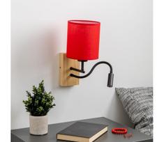Brilagi - LED sieninis šviestuvas NUBILA WOOD 1xE27/25W/230V + LED/3W ąžuolas/raudona