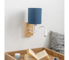 Brilagi - LED sieninis šviestuvas NUBILA WOOD 1xE27/25W/230V+ LED/3W ąžuolas/tamsiai mėlyna