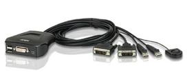 Aten CS22D 2-Port Cable KVM Switch USB and DVI with Remote Port