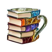 Tapybos Knygos Puodelis 3D Sukrautos Knygos Kavos Puodelis 300ml Unikalus Skaitymo Atmosferos Puodelis Literatūrinė Kolekcija Dovanos Knygų Mėgėjams 300ML įvairiaspalvis