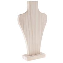Natūralaus medžio nedažytas manekeno biustas karolių papuošalų ekranui S22,5cm 1.6cm