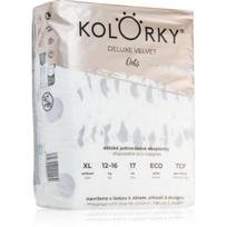 Kolorky Deluxe Velvet Dots vienkartinės ekologiškos sauskelnės XL dydis 12-16 kg 17 vnt.