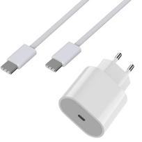 Charger for iPhone 16 / 16 PLUS / 16 PRO / 16 PRO MAX - Fast Mains Adapter 20W + USB-C to USB-C Cable 1 meter Phonillico® balta