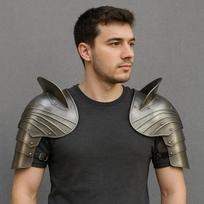 Viduramžių plieno pečių šarvai Pauldrons LARP, Cosplay Renesanso mugės kostiumas Riterio vikingo pečių apsauga Gotikiniai šarvai vyrams gray