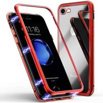 Case for iPhone SE 2022 - Phonillico - Red Magnetic Case - 360 Protection - Tempered Glass - Metal raudona