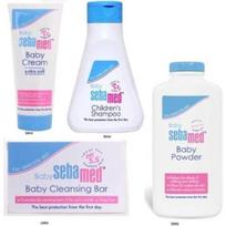 SebaMed Kūdikio Priežiūros Rinkinys – Kremas, Pūderis, Valomasis Muilas ir Šampūnas | Švelni Kūdikio Odos Priežiūra | 4 vnt. pakuotė
