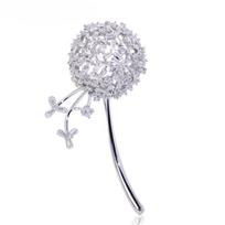Beautiful Dandelion Shape Brooches Copper Cubic  Jewelry Pins For Women Girls Clothes Scarf Hat Accessories Gifts