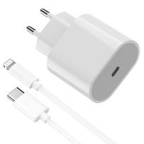 Greitas 20W įkroviklis - Phonillico - USB-C Lightning - 1 metras - Suderinamas su Airpods Pro/Max balta
