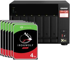 Serveris QNAP TS-673A-8G 72TB „IronWolf“ NAS rinkinys, įskaitant 6 x 12 TB „Seagate IronWolf“ 3,5 colio SATA kietuosius diskus