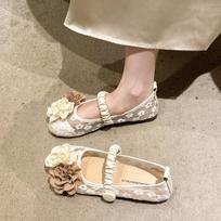 Flower Designer Mesh Lace Flats Mary Janes Shoes Women Sandals Summer Dress Comfort Shoes New Shallow Casual Zapatillas De Mujer 35