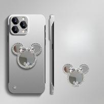 Mickey makiažo veidrodėlis su žaibiniu deimanto rėmeliu, be rėmelio laikiklis, Apple 15 mobiliojo telefono dėklas, Iphone13/14promax/12 kietas dėklas iPhone 15