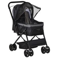 "PawHut Dog Buggy" vežimėlis mažiems šunims ir katėms Pet Stroller Cat Stroller Oxford Black 76,5 x 52 x 95 cm