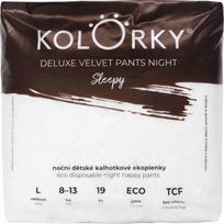 Kolorky Deluxe Velvet Pants Night Sleepy vienkartinės sauskelnės-kelnaitės naktinė priemonė L 8-13 kg 19 vnt.