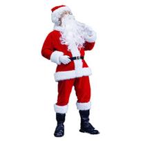 1 Kalėdų kostiumo rinkinys apima viršų, kelnes, kepurę, diržą ir barzdą Santa