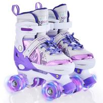 Roller Skates for Kids 4 Size for Children of Different Ages Adjustable Light Up LED Luminous XS rožinė