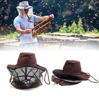 Cowboy Hat Male Anti-bee Insect Anti-mosquito Net Anti-insect Hat Mesh Fishing Hat Outdoor Hat Sun Cover Hat Sunshade Women M gray