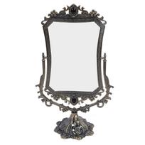 Vintage Double Side Makeup Mirror Clear 360 Degree Rotating Antique Tabletop Mirror Metal Frame Cosm Antique Bronze