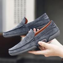 Men's Loafers Slip On Driving Shoes Casual Handmade Moccasins Shoes Luxury Leather Man Flats Lofer Mocassin Home Comfy Footwear 38 pilka spalva