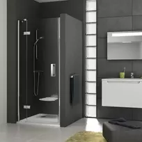 Varstomos dušo durys RAVAK SMARTLINE SMSD2-100 B-L su chromo spalvos detalėm ir skaidriu stiklu