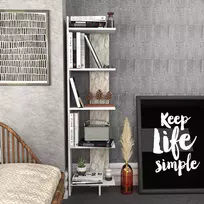 Knygų lentyna, Hanah Home, balta, 45,2 x 180 x 21,6, cm