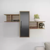 Sieninė lentyna, Hanah Home, graikinis riešutas Juoda, 118,6 x 51,8 x 35, cm