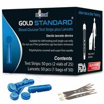 „Dr Trust USA Gold Standard“ gliukozės kiekio kraujyje tyrimo juostelės ir lancetai – 50 juostelių (B