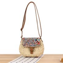 Chic Handwoven Paper Rope Crossbody Mini Bag - High-End Premium Niche Minimalist Design for Stylish Women smėlis