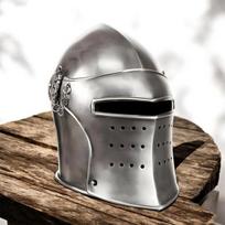 Viduramžių riterio šalmas Juodas kryžiuočio Didžiojo tamplieriaus šarvas Cosplay LARP SCA Mūšio šalmas Metalinis fantastinis kostiumo rekvizitas