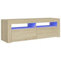 Televizoriaus spintelė su LED apšvietimu, 120x35x40 cm, ruda