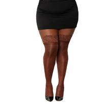 Dreamgirl Dreamgirl Diamond Lace Top Thigh Highs Plus Size Espresso