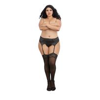 Dreamgirl Dreamgirl Thigh Highs Plus Size Lace Top Black - Elegant Hosiery