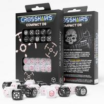 Kauliukų rinkinys Crosshairs Compact D6 RPG, juodas/baltas