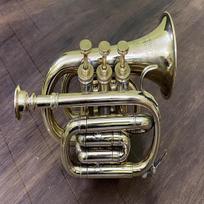 Žalvarinis poliruotas kišeninis trimito instrumentas, 3 vožtuvas, senovinis „Flugel Horn“ antikvarinis black