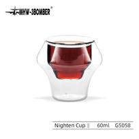 Dvisienis stiklinis espresso puodelis 60 ml Izoliuotos skaidrios stiklinės kavos šotams Latte, Cappuccino, arbatos puodelių rinkinys Virtuvės kavos aksesuarai brown
