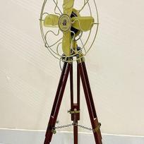 Grindų ventiliatorius Vintage Royal Navy dvigubas sulankstomas rudas medinis