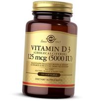 Vitaminas D3, cholekalciferolis, vitaminas D3 5000 minkštas gelis, Solgar 100 gelio dangtelių (36313138) 100softgels