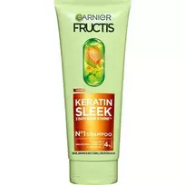 GARNIER Fructis Keratin Sleek Shampoo - Šampūnas sausiems ir garbanotiems plaukams, 200 ml